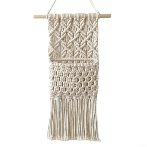 Seil gewebte Wanddekoration Aufbewahrungstasche, charmante Baumwollseil gewebte Wandaufbewahrungslösung für Ästhetik für Wohn- und Schlafzimmerbereiche (30 x 50 cm) von Lecreatekit