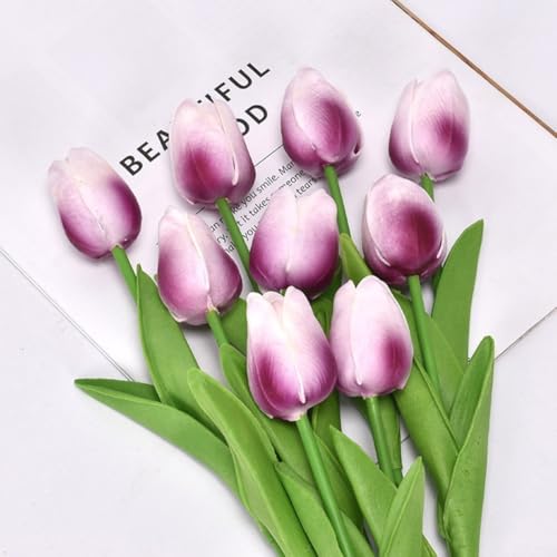 Set mit 2 realistischen künstlichen Tulpen für Hochzeitsdekoration und Blumenarrangements zu Hause (lila) von Lecreatekit