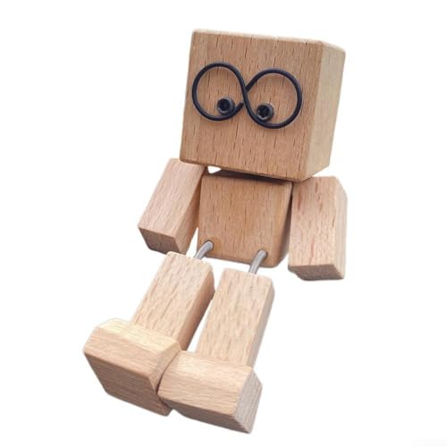 Shaking Wooden Man Figur, Shaking Man Figur Mit Magnetischen Gesichtern Bewegung Rutschfeste Unterlage Für Auto Armaturenbrett Büro Schreibtisch Dekor (B) von Lecreatekit
