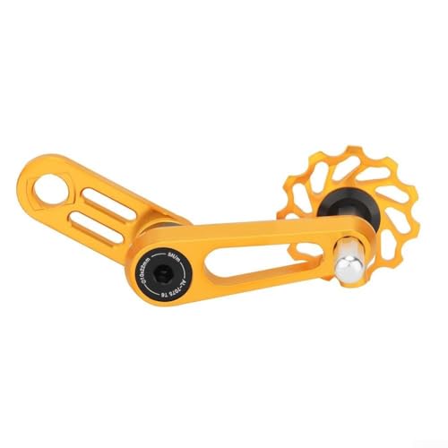 Single Speed Kettenspanner, Fahrrad-Kettenspanner mit 11T Riemenscheibe für Falträder, zuverlässiges CNC-Aluminium-Legierungs-Design (goldfarben) von Lecreatekit