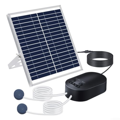 Solar-Sauerstoffpumpe, 15 W Solar-Sauerstoffpumpe mit verstellbarem Paneelrohr, Luftsteine für Aquarien, kleine Teiche, Vogeltränke, 15 W von Lecreatekit