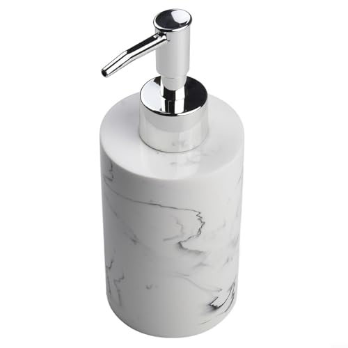 Stilvolle runde quadratische Spender-Pumpflasche 270 ml 500 ml für Flüssigseife, Shampoo und Körperreiniger in jeder Umgebung (rund weiß, 270 ml) von Lecreatekit