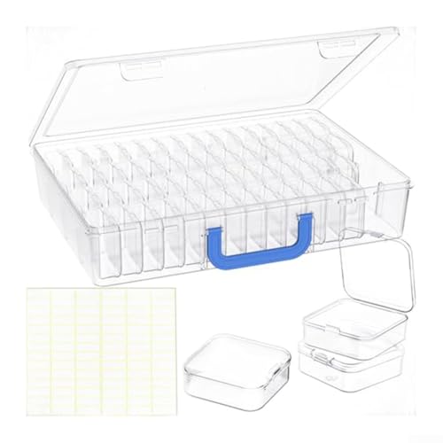 Tragbare Perlen-Organizer-Box, stapelbare Perlen-Organizer-Box, Behälter, Aufbewahrungskoffer mit Griff-Etiketten für kleine Perlenschrauben (transparent) von Lecreatekit