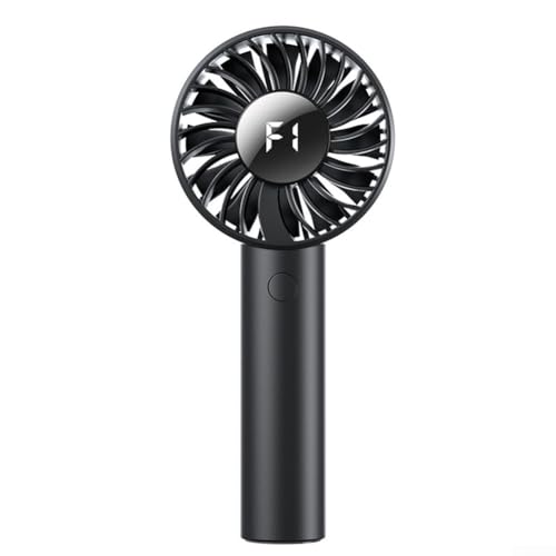 Tragbarer digitaler Handventilator, Ventilator mit digitalem LED-Display, 5 Geschwindigkeitsstufen, 2000 mAh, wiederaufladbar, USB-Ladegerät für Reisen, Büro (schwarz) von Lecreatekit