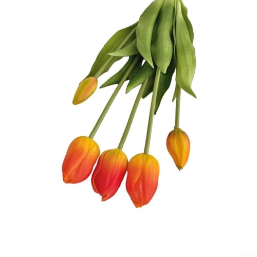 Tulpen aus Kunststoff, fühlen sich echt an, 10 Stück, künstliche Tulpen für Hochzeit, Haus, Garten, Innen- und Außenbereich, Grabdekoration (Sonnenuntergang) von Lecreatekit