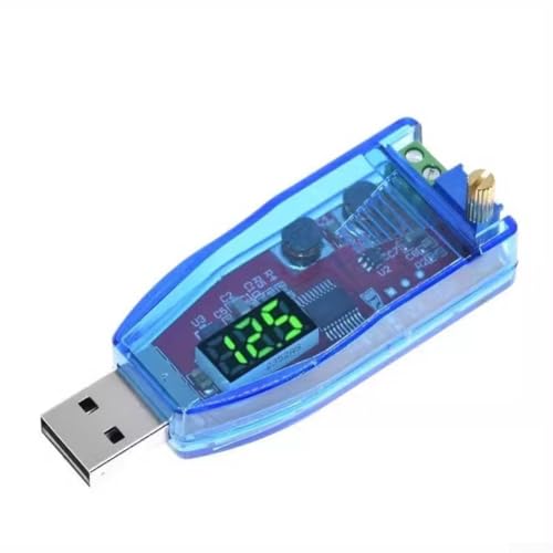 USB-Eingang DC zu DC Konverter, DC USB-Eingangsplatine Spannungsregler-Modul mit LCD-Display, verstellbare Stromversorgung (rotes Display) von Lecreatekit