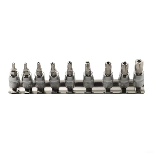 Umfassendes 9-teiliges Torx-Schraubendreher-Bit-Set, 5-Punkt-Stern, 1/4-Zoll-Antrieb, inklusive TS10 bis TS50, verchromt für Langlebigkeit von Lecreatekit