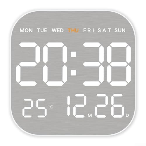 Verbesserte Benutzerfreundlichkeit, eleganter LED-Wecker mit automatischem Lichtsensor und nutzerzentrierten Design-Elementen (weißes Gehäuse) von Lecreatekit