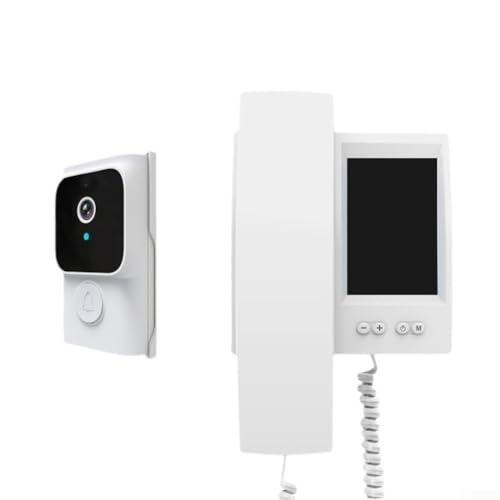 Video-Türklingel Gegensprechanlage Drahtlose Türsprechanlage mit Monitor Dialog Türklingel 3,5 Zoll IPS HD Display Für Home Monitor (Weiß) von Lecreatekit