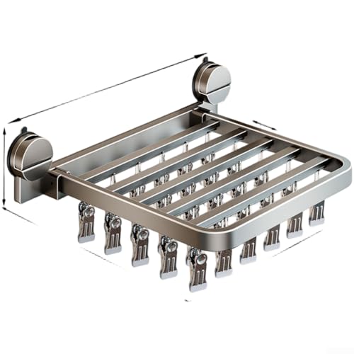 Wandmontierter Saugnapf-Wäscheständer, Wäscheständer mit faltbarem Multi-Clip-Aufhänger, Socken-Organizer für Zuhause, Badezimmer (Gunpowder 30) von Lecreatekit