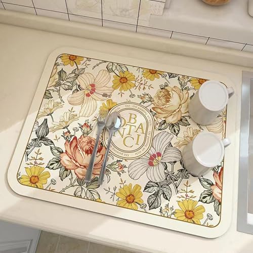 Weiche und dennoch Mikrofaser-Abtropfmatte mit hervorragender Saugfähigkeit und stilvollem nordischem Design (F) von Lecreatekit
