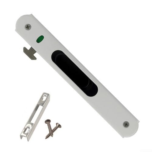 Zinklegierung Schiebetürschloss Haken, unsichtbarer 90 Typ Fensterriegel eingebettetes Schloss, Ersatzschlösser, für Küche, Balkon, Fenster (weiß) von Lecreatekit