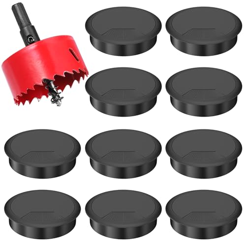 Lectorias 10 Stück Kabeldurchführung Schreibtisch 60mm, Kabeldurchlass Tisch mit 1 Lochsäge, Tischdurchführung Kabeldose mit Abnehmbarer Deckel Rund für Schreibtische/Büro/Arbeitsplatten Schwarz Lectorias 10 Stück Kabeldurchführung Schreibtisch 60mm, Kabeldurchlass Tisch mit 1 Lochsäge, Tischdurchführung Kabeldose mit Abnehmbarer Deckel Rund für Schreibtische/Büro/Arbeitsplatten Schwarz von Lectorias