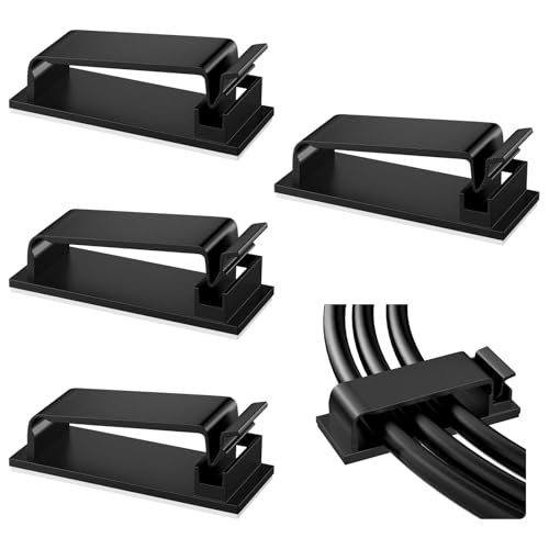 Lectorias Kabelhalter(Schwarz), Selbstklebend Kabelclips Kabelbefestigung Kabelhalterung, Selbstklebende Kabel Halter Clips Organizer, Cable Holder Management Kabelklemmen Wire Adhesive Clamp von Lectorias