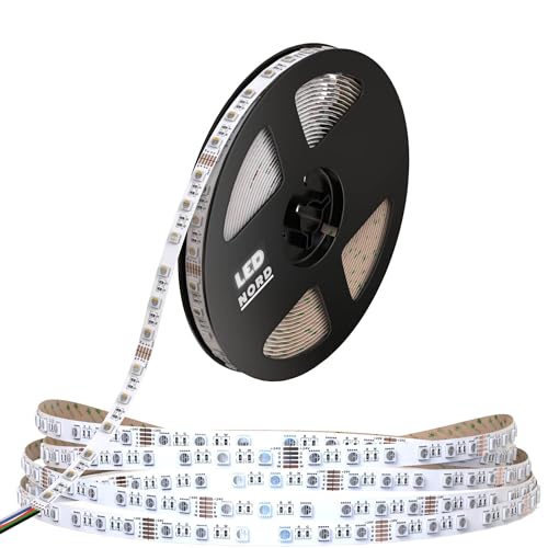 RGBWW LED Strip 24v 5m Profi Lichtband Rolle | selbstklebend dimmbar warmweiss bunt | 16 Mio. Farben | Lebensdauer 30.000 Stunden | 3000 Kelvin | 60 LEDs pro Meter | Chipsatz 5050 von LED Nord