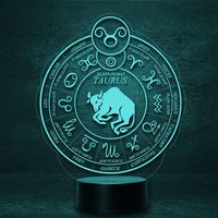 Stier Taurus Als Sternzeichen Astrologie Horoskop, Led Licht Individualisierbare Nachttischleuchte Zodiac Tierkreiszeichen Esoterik von LedTommy