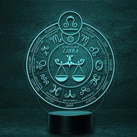 Waage Libra Als Sternzeichen Astrologie Horoskop, Led Licht Individualisierbare Nachttischleuchte Zodiac Tierkreiszeichen Esoterik von LedTommy