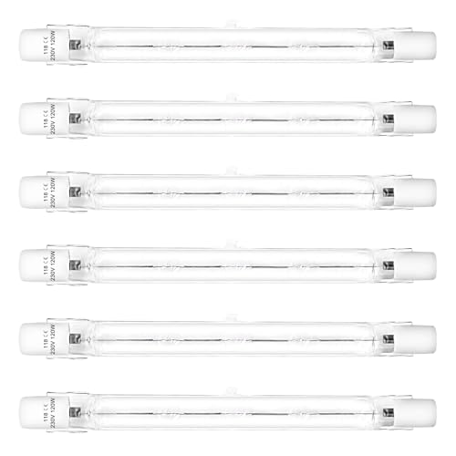 Halogen-Glühbirnen, T3 r7s Halogenbirne 118 mm 120 W, J-Typ T3-Glühbirne, Warmweiß 2700 K, doppelseitige Halogen-Glühbirnen für Arbeit, Sicherheit, Landschaftsbeleuchtung, Stehlampen (6er-Pack) von LedWekei