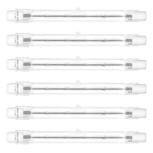 Halogen-Glühbirnen, T3 r7s Halogenbirne 118 mm 300 W, J-Typ T3-Glühbirne, Warmweiß 2700 K, doppelseitige Halogen-Glühbirnen für Arbeit, Sicherheit, Landschaftsbeleuchtung, Stehlampen (6er-Pack) von LedWekei