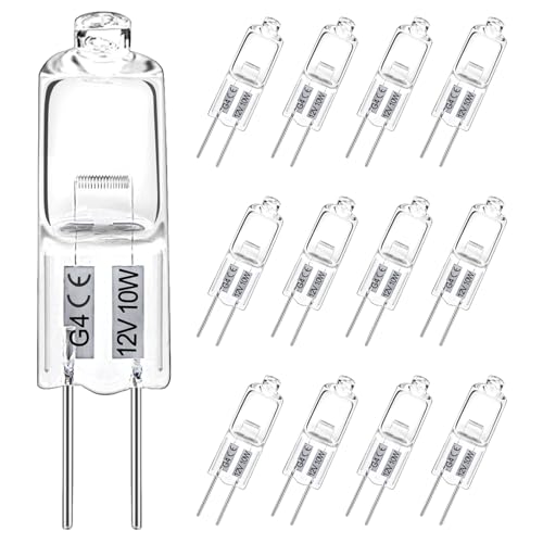 LedWekei G4-Halogenlampen, 12 V, 10 W, 2-polige transparente Kapsellampe, dimmbare 2700 K warmweiße Glühbirnen (12er-Pack) von LedWekei