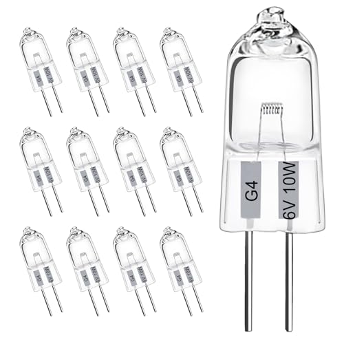 LedWekei G4-Halogenlampen, 6 V, 10 W, 2-polige transparente Kapsellampe, dimmbare 2700 K warmweiße Glühbirnen (12er-Pack) von LedWekei