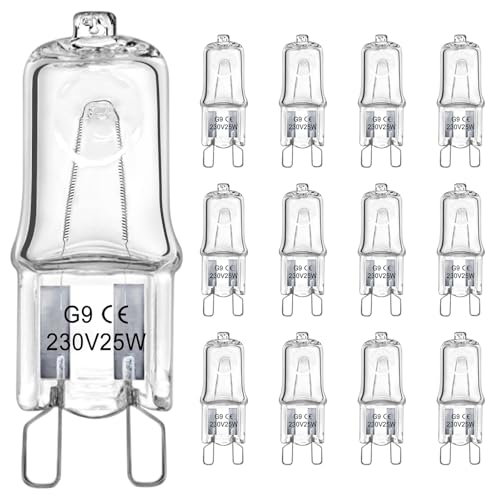 LedWekei G9-Halogenlampen, 220 V, 25 W, 2-polige transparente Kapsellampe, dimmbare 2700 K warmweiße Glühbirnen (12er-Pack) von LedWekei