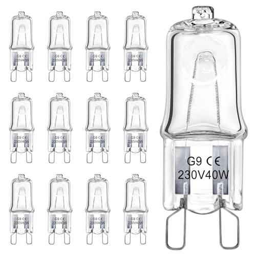 LedWekei G9-Halogenlampen, 220 V, 40 W, 2-polige transparente Kapsellampe, dimmbare 2700 K warmweiße Glühbirnen (12er-Pack) von LedWekei
