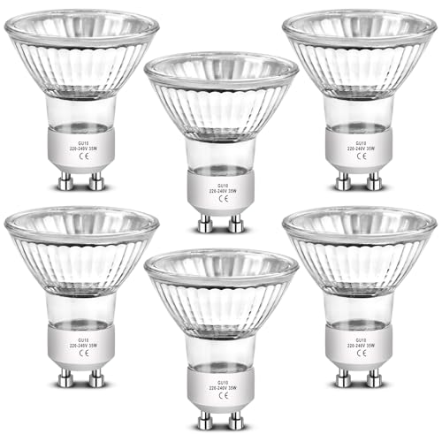 LedWekei Gu10-Halogenlampen, 220 V, Halogen-Gu10, 35 W, dimmbare 2700 K warmweiße Glühbirnen (6er-Pack) von LedWekei