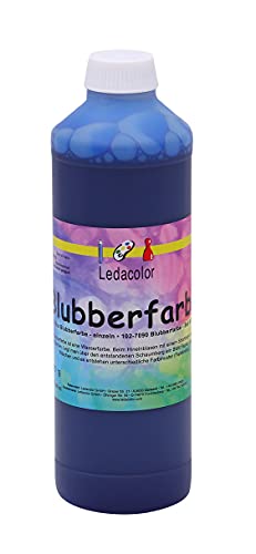 Ledacolor Blubberfarbe | Wasserfarbe zum aufblasen | BLAU 500 ml | Einzigartige Effekt-Farbe für Kinder | Auswaschbar | Schadstofffrei [unbedenklich] von Ledacolor