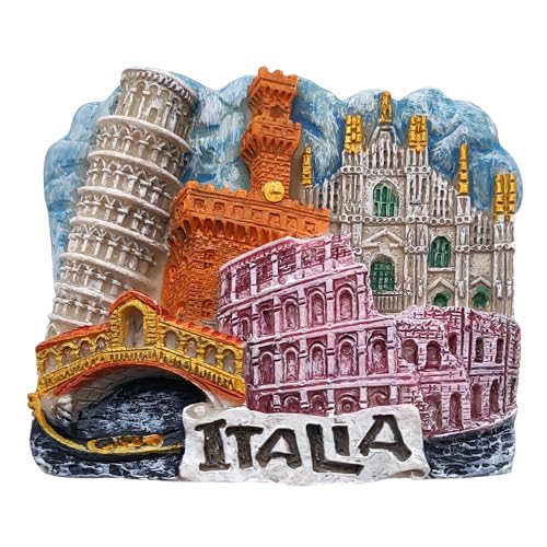 3D Kühlschrankmagnet Vintage Stadt Venedig Rom Mailand Florenz Flagge Italien Kühlschrankmagnet Dekoration für Magnettafel, Haus und Küche, Büro von Leddy Living