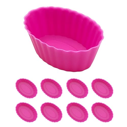 8 Stück Mini-Silikonförmchen für Muffins und Schokolade, wiederverwendbar, 35 mm – Formen für Luftfritteuse, Mikrowelle und Gefrierschrank, zum Backen, Lagern, Einfrieren (Oval) von Leddy Living