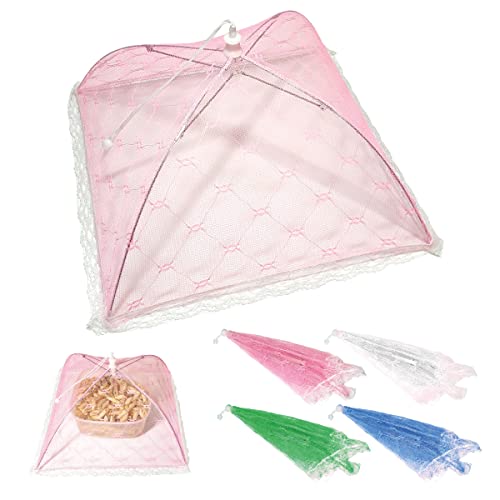 Leddy Living Faltbare Netzabdeckung gegen Insekten, 40 x 40 cm, Kuppel, Lebensmittelabdeckung, Regenschirm, Schutz für Grill, Picknick gegen Mücken (Rosa) von Leddy Living