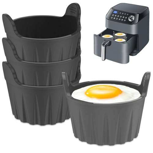 Ledeak 4 Stück Silikonform für Heißluftfritteuse, Klein Antihaft Wiederverwendbar Airfryer Silikonform, Leicht zu Lösen Backformen Silikon Muffinform Luftfritteusen-Eierform Airfryer Zubehör von Ledeak