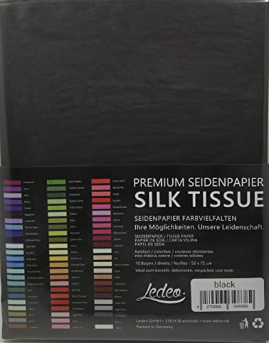 Premium Seidenpapier Silk Tissue - 10 Blatt (50 x 75 cm) - Farbe auswählbar (Black) von Ledeo Silk Tissue