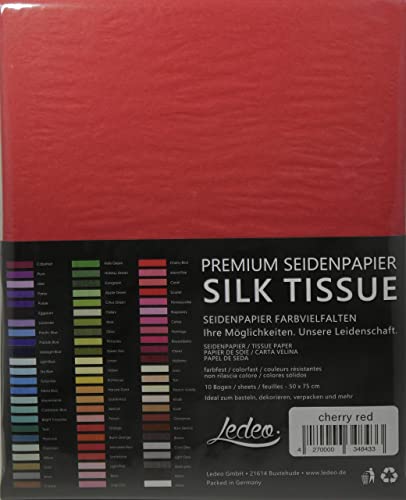 Premium Seidenpapier Silk Tissue - 10 Blatt (50 x 75 cm) - Farbe auswählbar (Cherry Red) von Ledeo Silk Tissue