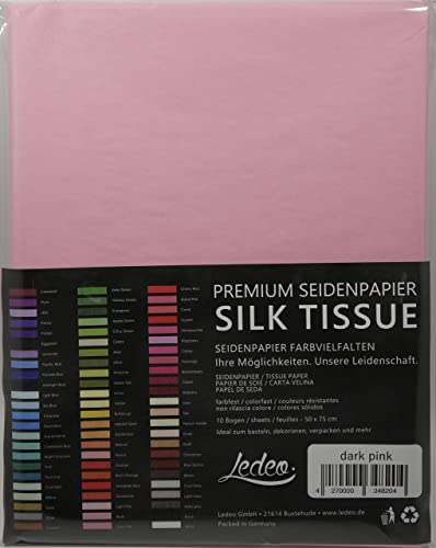 Premium Seidenpapier Silk Tissue - 10 Blatt (50 x 75 cm) - Farbe auswählbar (Dark Pink) von Ledeo Silk Tissue