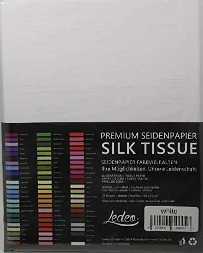 Premium Seidenpapier Silk Tissue - 10 Blatt (50 x 75 cm) - Farbe auswählbar (White) von Ledeo Silk Tissue