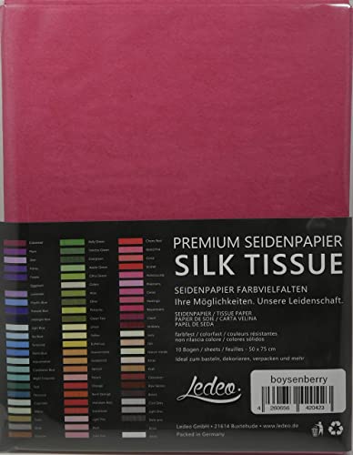 Premium Seidenpapier farbig Silk Tissue - 10 Blatt (50 x 75 cm) - Farbe auswählbar (Boysenberry) von Ledeo Silk Tissue