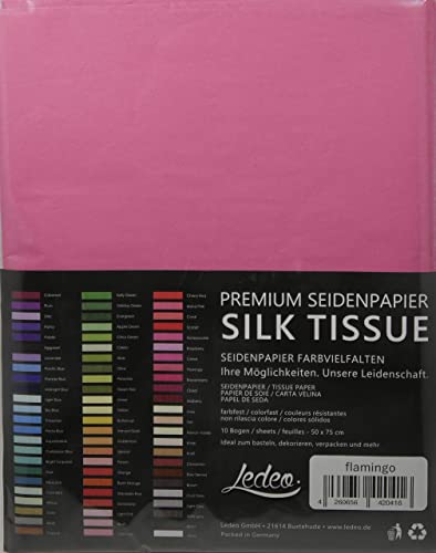 Premium Seidenpapier farbig Silk Tissue - 10 Blatt (50 x 75 cm) - Farbe auswählbar (Flamingo) von Ledeo Silk Tissue