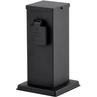 Edelstahl Steckdosensäule 2-fach 22cm IP44 Schwarz von Ledino
