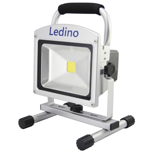 Ledino Chip-LED Strahler mit Li-Ion Akku, 20 W, dimmbar 11140206001111 (LED-Strahler Arbeitsstellenscheinwerfer Bauleuchte Baustellenleuchte Baustellenstrahler Baustrahler LED-Fluter LED-Flutlicht) von Ledino