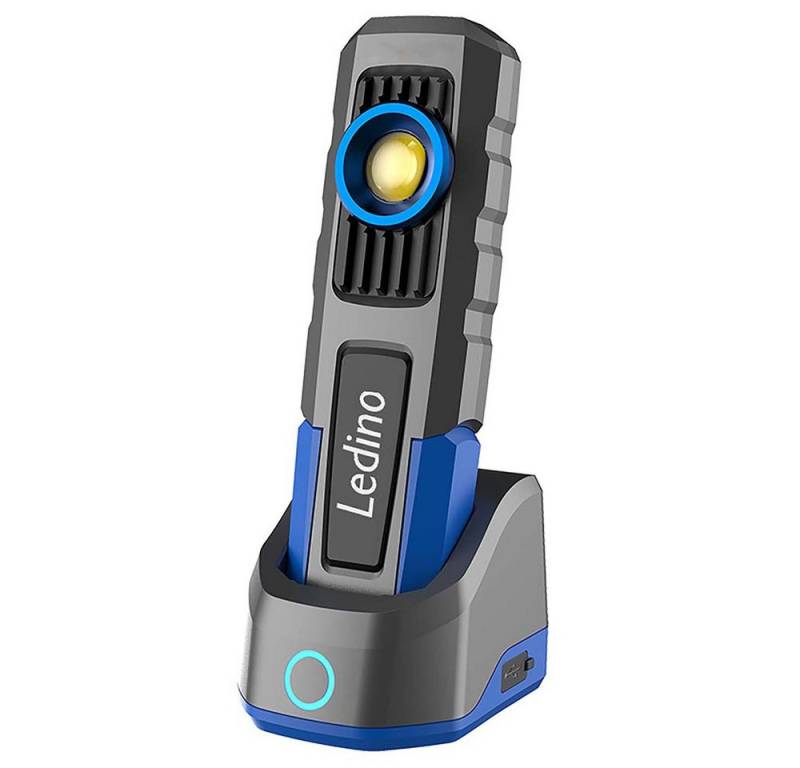 Ledino LED Arbeitsleuchte, LED-Leuchtmittel fest verbaut, LED Handleuchte Taschenlampe Alu Schwarz LED H 24 cm Akku von Ledino