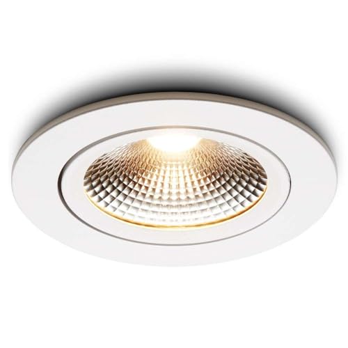 Ledisons LED Einbaustrahler 230v 5W 27mm Flach Dimmbar 90mm IP44 Wasserdicht, CRI>90, 5 Jahre Garantie, LED Spot Deckenspots Einbauleuchten Einbauspots, Cormo Weiß, Warm-weiß 3000K von Ledisons