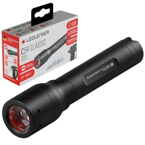 Ledlenser C5R Classic LED Taschenlampe wiederaufladbar | 420 Lumen sehr helle Taschenlampe | 2 Modi | einstellbarer Fokus | IP54 | lange Batterielebensdauer | Taschenlampe Camping, Wandern, Outdoor von Ledlenser