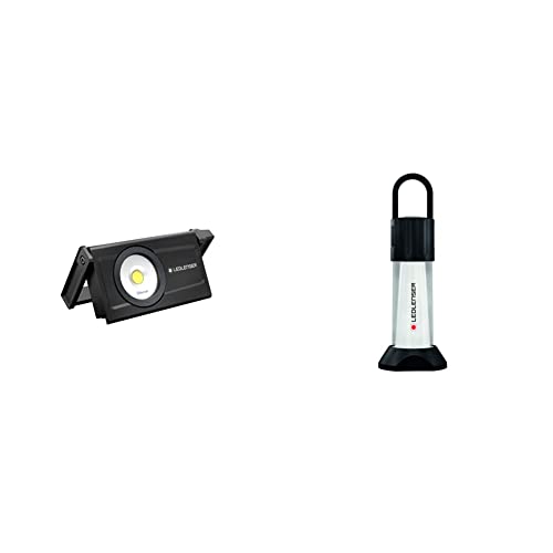 Ledlenser iF8R Profi-Baustrahler mit Bluetooth-Steuerung und regelbaren Helligkeitsstufen, wiederaufladbar & 502084 LED Outdoor Laterne, schwarz von Ledlenser