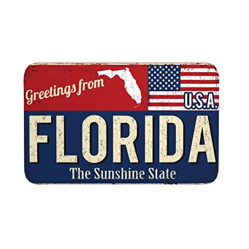 Fußmatte, Florida Usa Staatsflaggenkarte Rot Blau Sauberlaufmatte Rutschfester,Personalisiert Türmatte 40X60cm Für Eingang Flur Garten von Ledong Nixile Trading Co., Lt