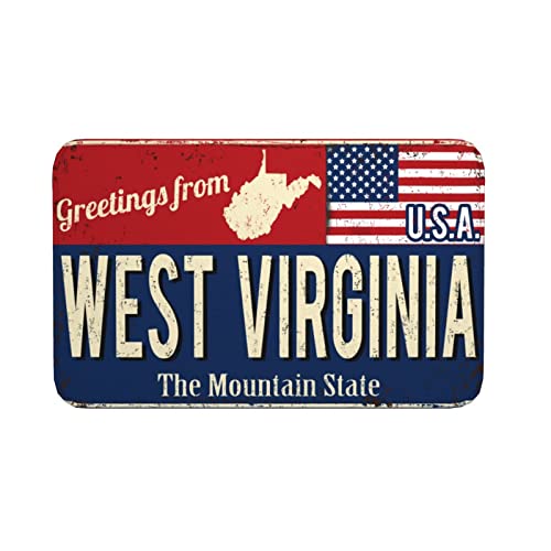 Fußmatte, West Virginia Usa Staatsflaggenkarte Rot Blau Türmatte Personalisiert,Weicher Fußabtreter 40X60cm Für Haushalt Eingang Außen von Ledong Nixile Trading Co., Lt