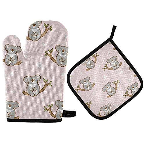 Handschuhe Und Topflappen-Set Niedlicher Koala Mit Rosa Muster Und Sternen Ofenhandschuhe Mit Aufhängeschlaufe Ofenhandschuhe Set Lustigen Backhandschuhe Für Kochen Dekoration Cafe Handschuhe Und Topflappen-Set Niedlicher Koala Mit Rosa Muster Und Sternen Ofenhandschuhe Mit Aufhängeschlaufe Ofenhandschuhe Set Lustigen Backhandschuhe Für Kochen Dekoration Cafe von Ledong Nixile Trading Co., Lt