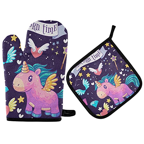 Handschuhe Und Topflappen-Set Niedliches Einhorn Mit Dunkelblauem Muster Hot Pads Kits Leicht Zu Reinigen Ofenhandschuhe Set Hitzebeständig Ofenhandschuhe Für Dekoration Grillen Kitchen Handschuhe Und Topflappen-Set Niedliches Einhorn Mit Dunkelblauem Muster Hot Pads Kits Leicht Zu Reinigen Ofenhandschuhe Set Hitzebeständig Ofenhandschuhe Für Dekoration Grillen Kitchen von Ledong Nixile Trading Co., Lt
