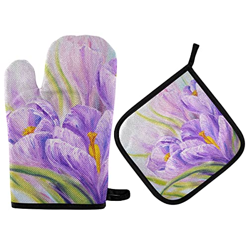 Handschuhe Und Topflappen-Set Schöne Krokusse Hot Pads Kits Verdickte Backhandschuhe Mit Aufhängeschlaufe Ofenhandschuhe Für Cafe Küche Zubehör Backen Handschuhe Und Topflappen-Set Schöne Krokusse Hot Pads Kits Verdickte Backhandschuhe Mit Aufhängeschlaufe Ofenhandschuhe Für Cafe Küche Zubehör Backen von Ledong Nixile Trading Co., Lt